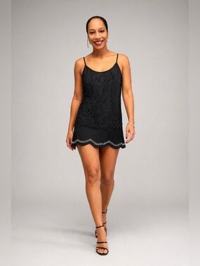 Adrianna Papell Black Beaded Dress